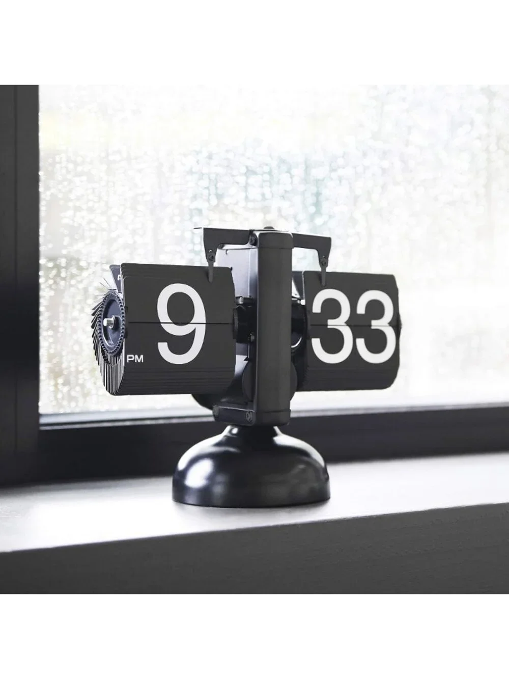Home Black Analog Quartz Large Number Antique Vintage Design Flip Desk Clock
